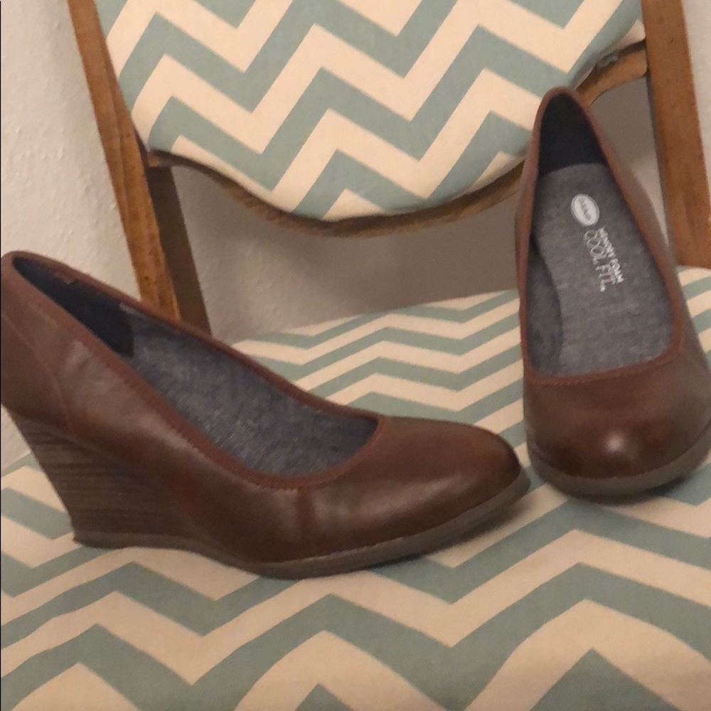 Brown Leather Wedges